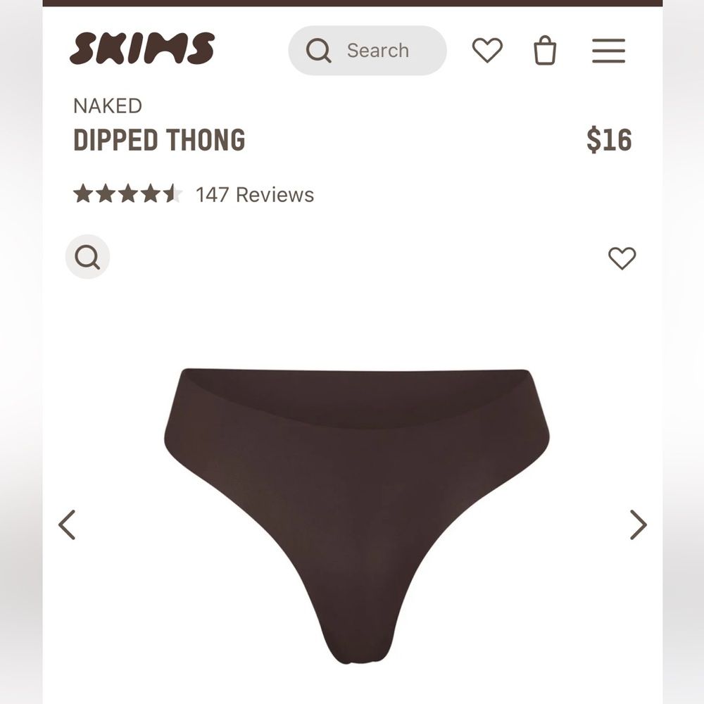 NWT Skims dipped naked thong in dark brown size large